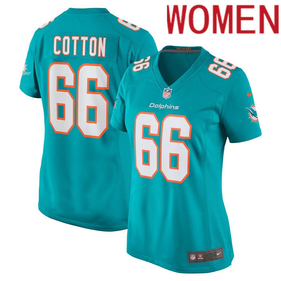 Women Miami Dolphins 66 Lester Cotton Sr. Nike Aqua Home Game Player NFL Jersey